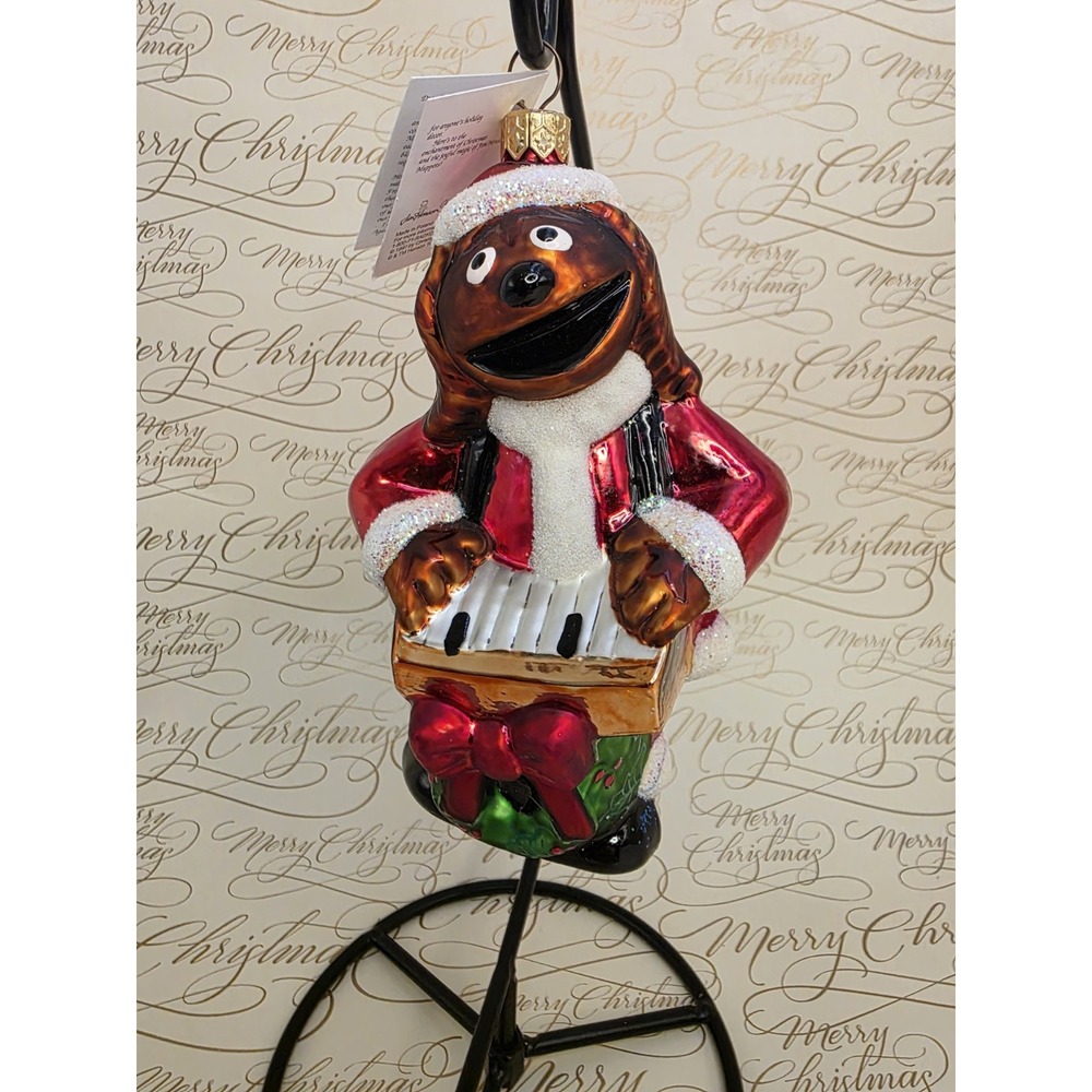 1997 Christopher Radko Muppets Rowlf Play It Again Santa Ornament Poland 6" Tag
